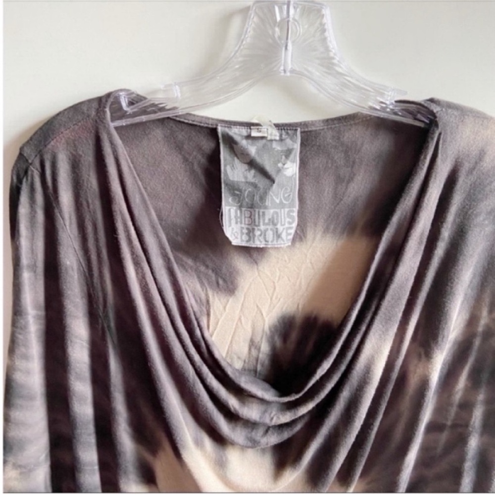 Young Fabulous & Broke top black tie dye dolman sleeve cowl neck - Picture 4 of 7